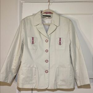 Harve Benard Cream Jacket with Multicolor Stripes